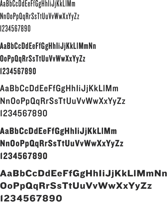 alphanumeric sample of Knockout typefaces