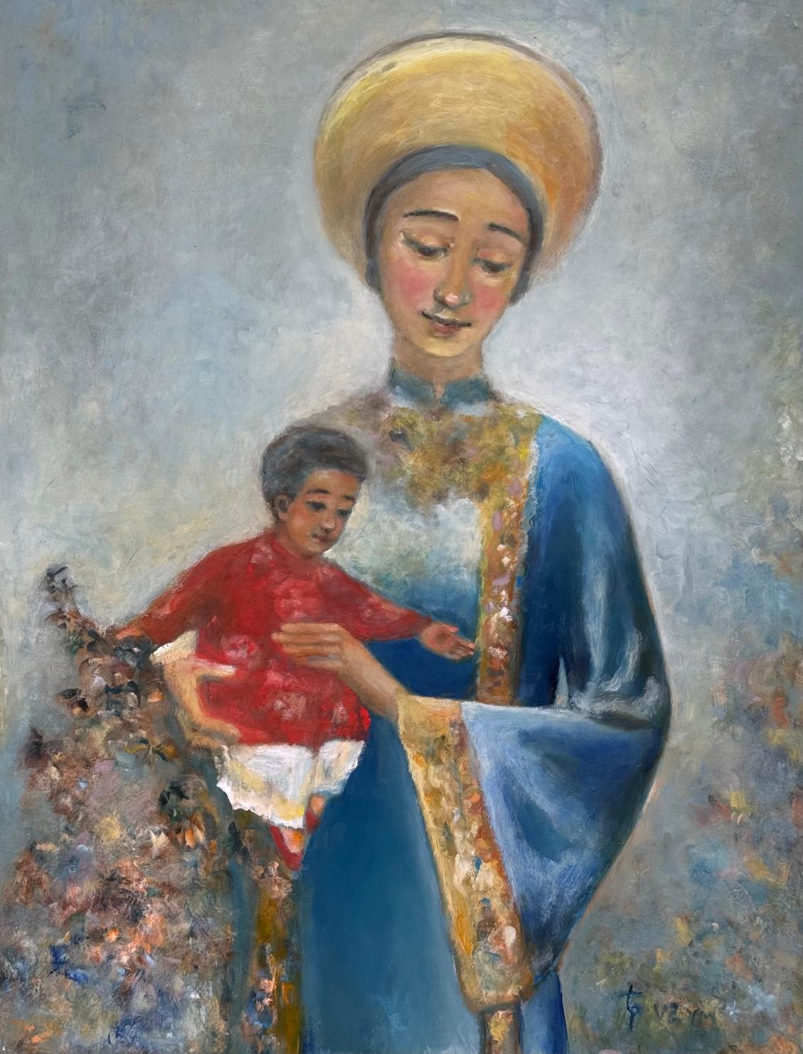 Trunh Pham closeup with art painting