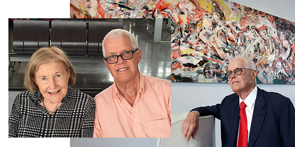 A photograph of Dick and Betty Hedreen over another portrait of Dick Hedreen