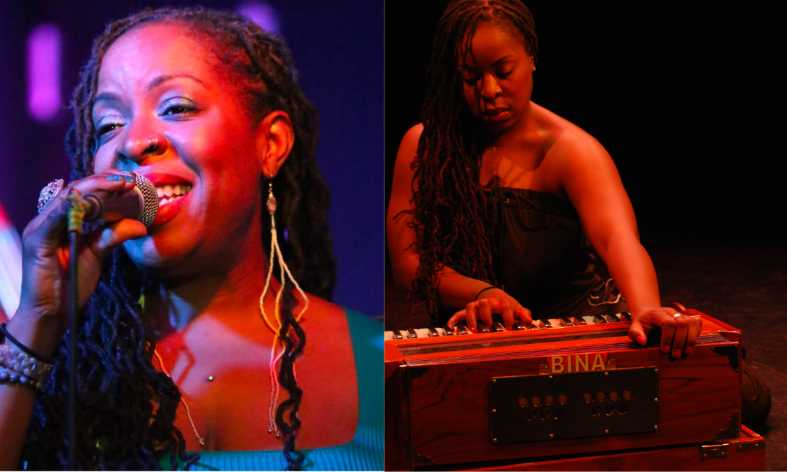 two photos of Johnaye Kendrick performing.