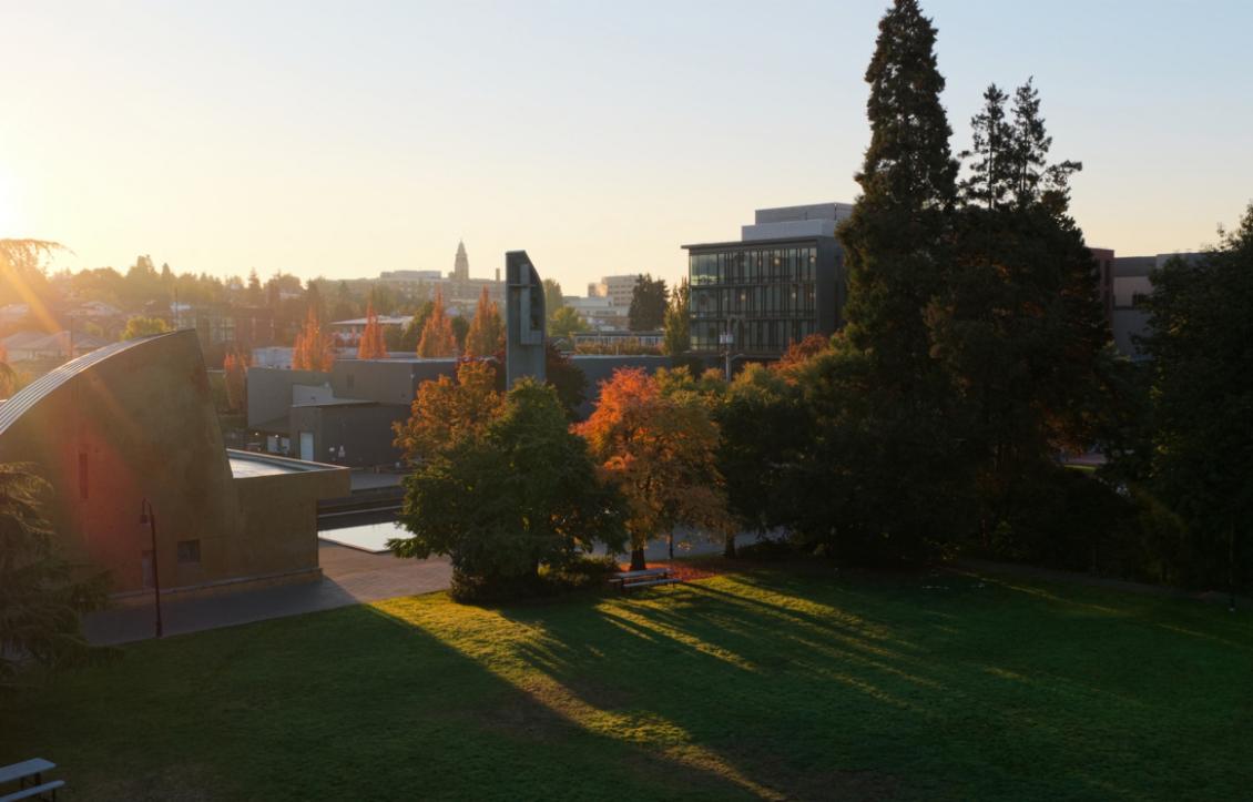 A photo of sunrise on campus