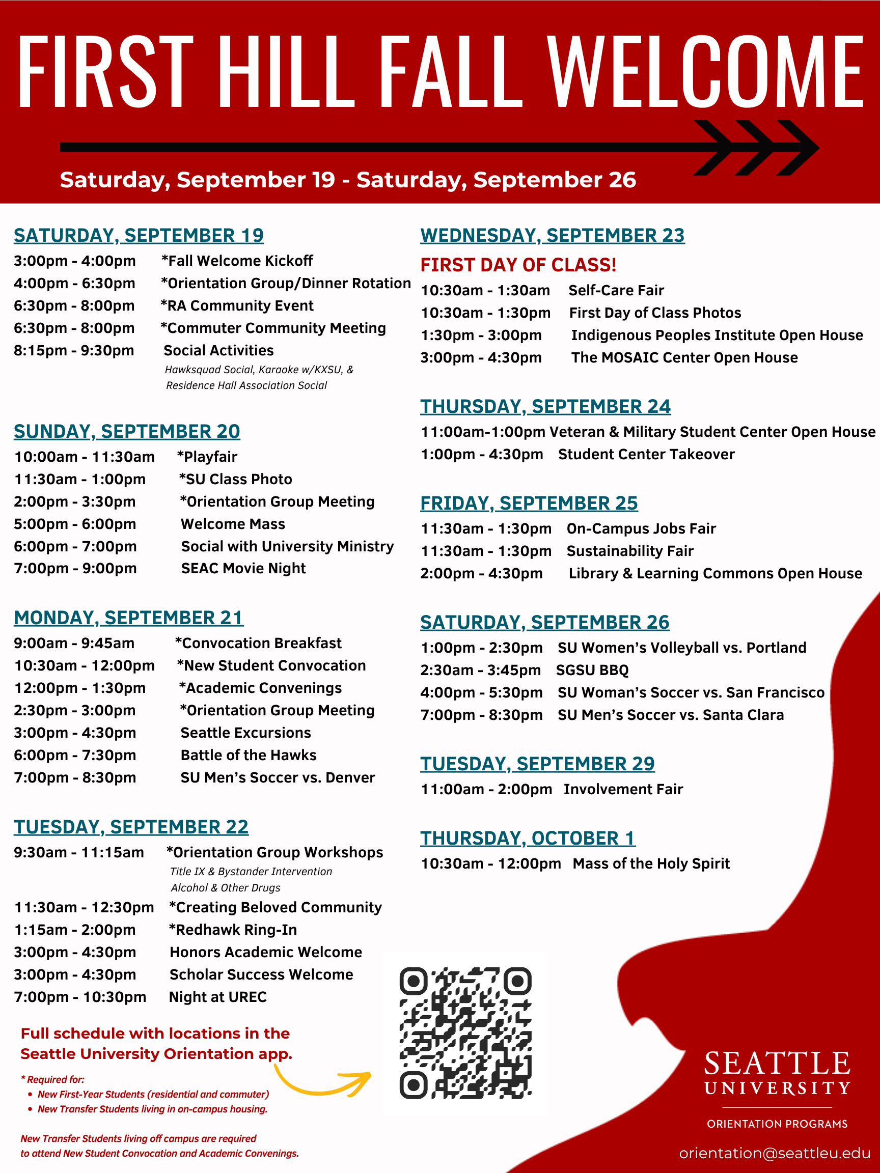 Image of First Hill fall welcome 2026 event schedule