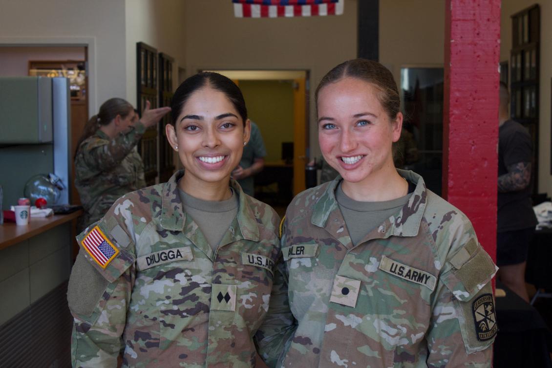 Two Cadets Army greens female