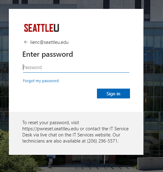 Sample Password Screen of an Authentication Page
