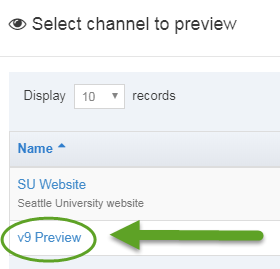 Screen shot of how to select the v9 Preview Channel