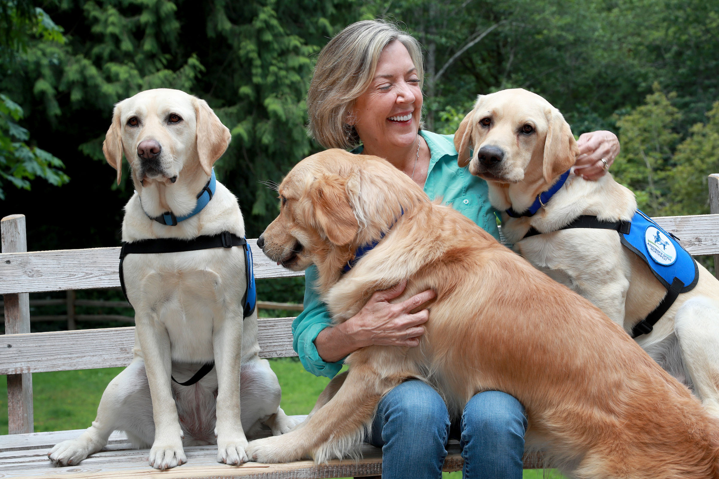 Maureen Maurer with her training dogs.