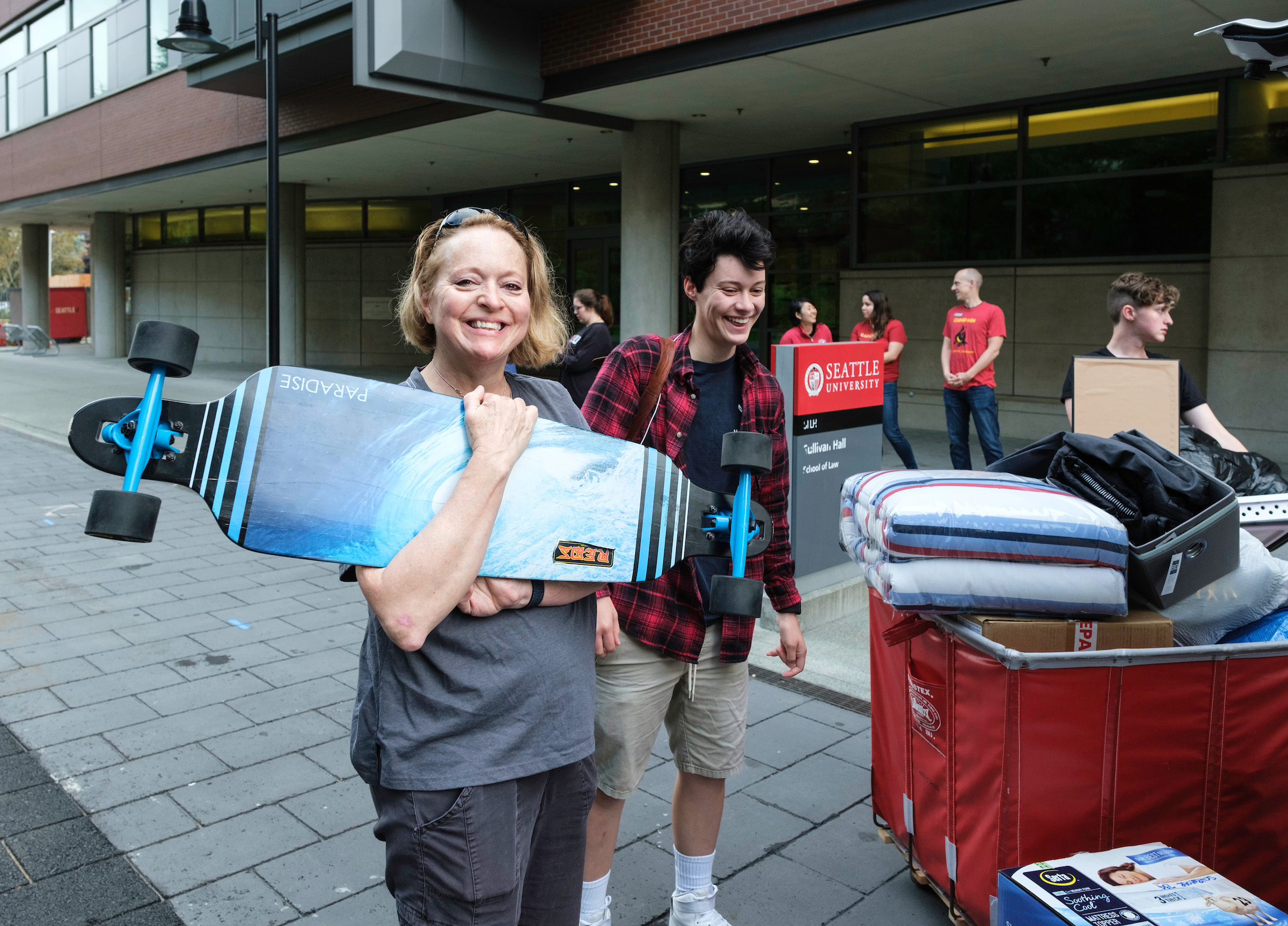 Parent and student on move-in day.