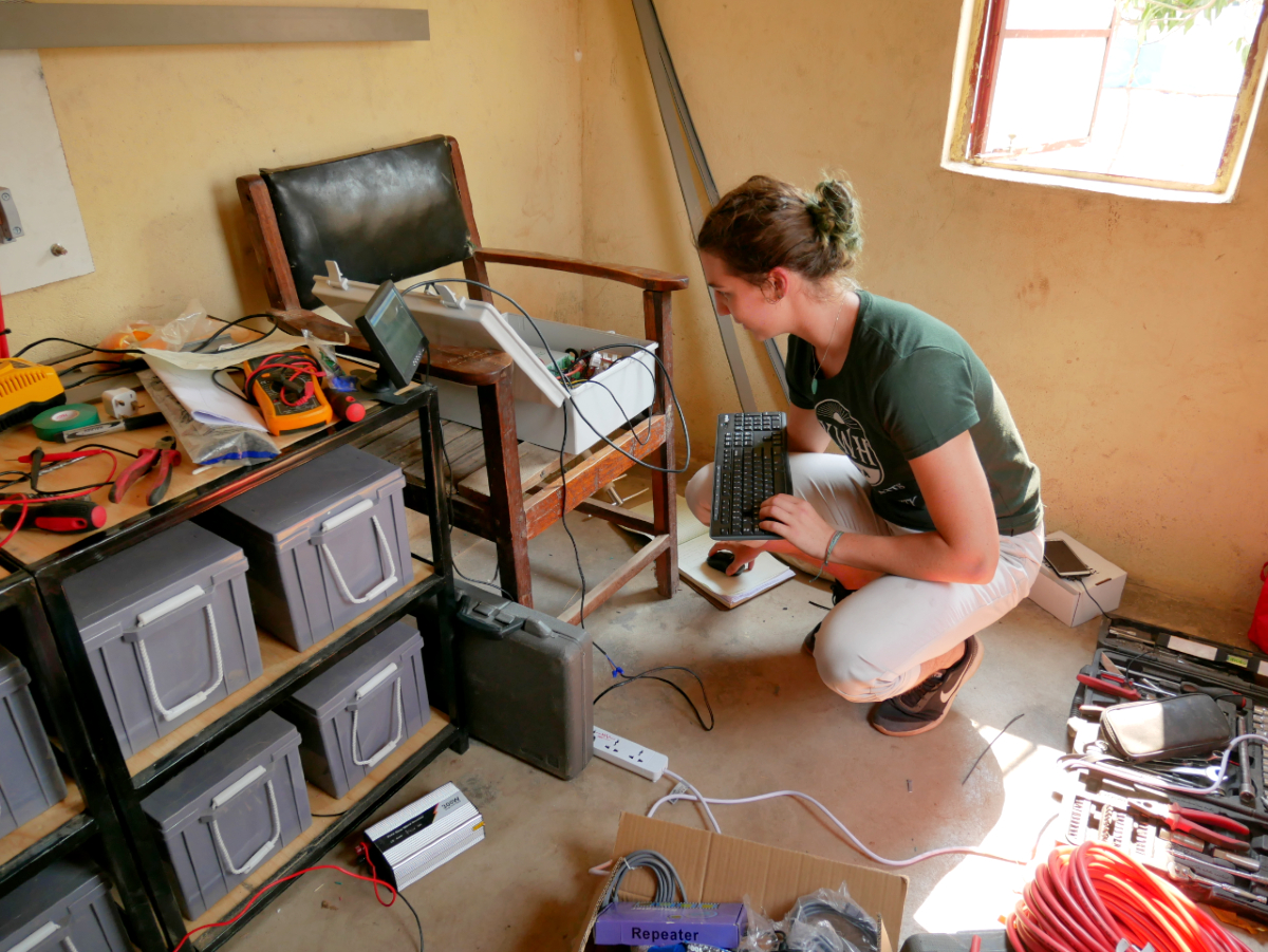 Julia Gorman working on energy kiosk in Zambia