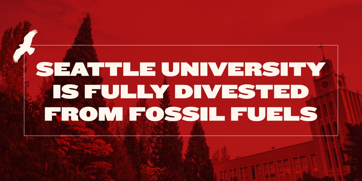 The graphic touting SU's divestment from fossil fuels.