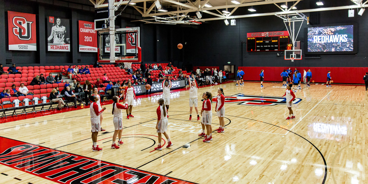 SU Women's Basketball Team warming up at the Connolly Center