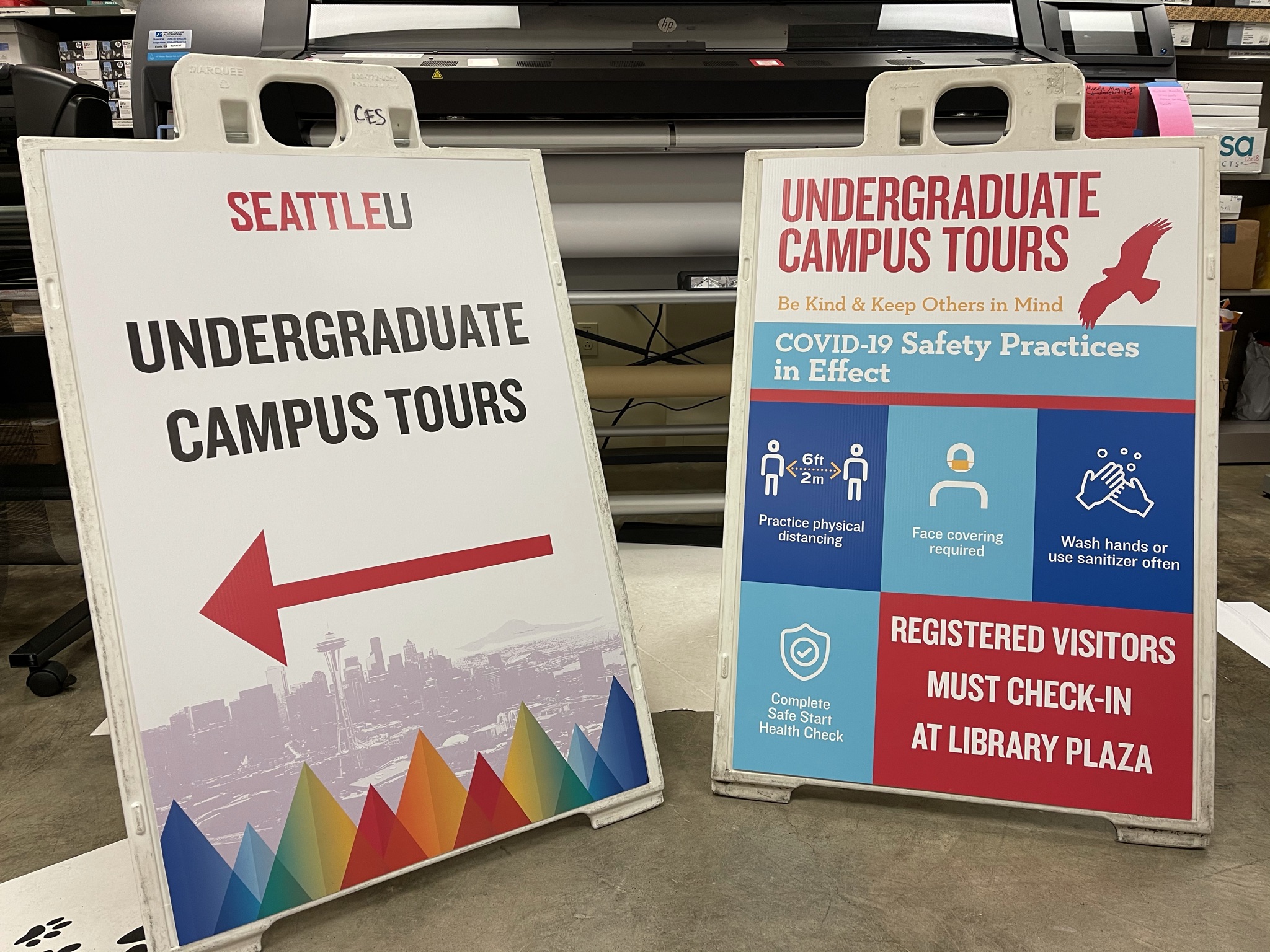 Undergrad Admissions Tour Signs