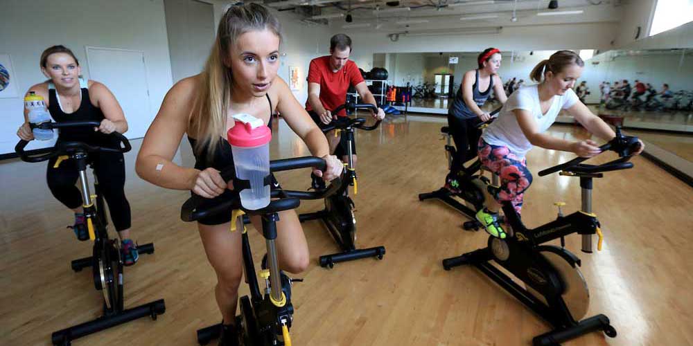   Students in a spinning class at Fitness Center